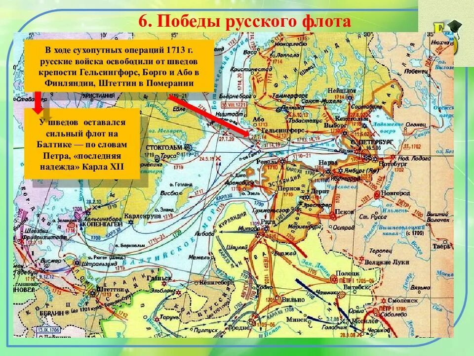 Битвы Северной войны 1700-1721. Карта морских сражений Северной войны 1700-1721. Начало северной войны было предопределено