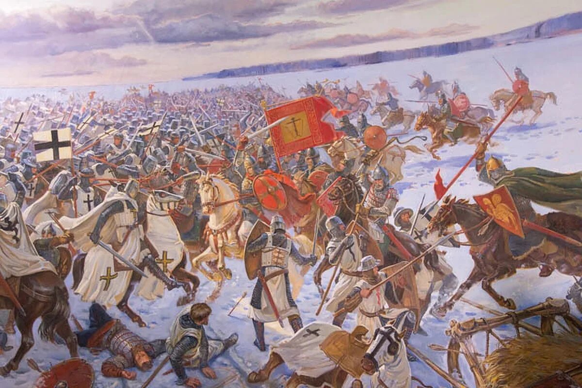 Какая битва произошла в 1242. Битва Ледовое побоище 1242. Битва на Чудском озере 1242 год Ледовое побоище.