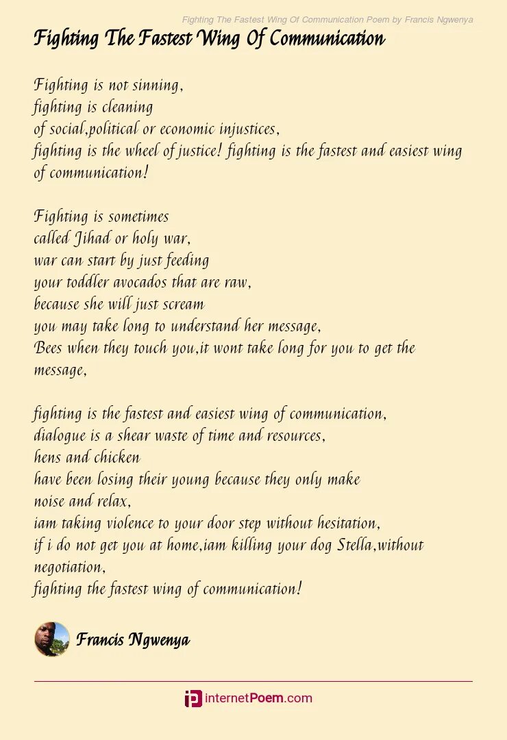 The poem tomorrow. Poems about communication.
