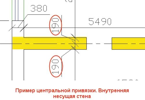 Быстрые привязки. Несущая стена привязка. Толщина стен и привязка. Привязка внешней несущей стены. Привязка кирпичных стен к осям.