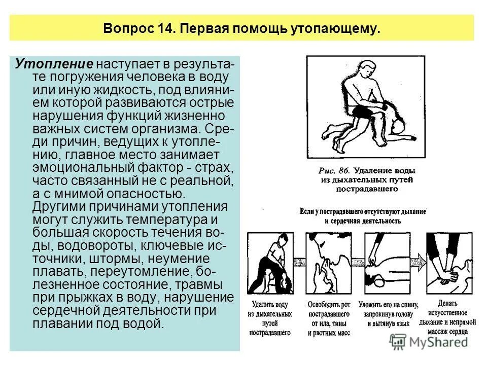 Каковы приемы первой помощи при спасении утопающего. Каковы приемы первой помощи при спасении утопающего