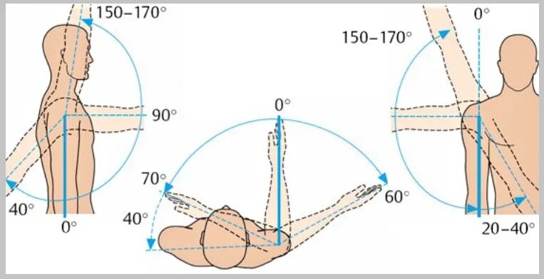 Угол сгибания в плечевом суставе. Движения в плечевом суставе в градусах норма. Углы отведения в плечевом суставе. Плечевой сустав сгибание разгибание отведение. Максимально возможная амплитуда движений