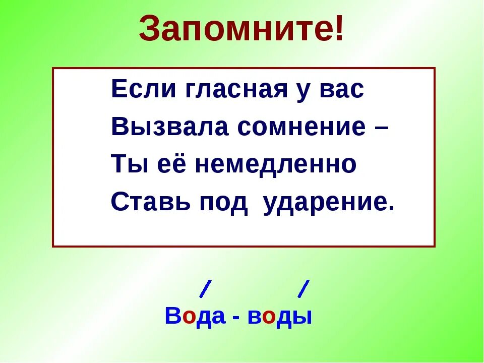 Безударные гласные правило 1 класс