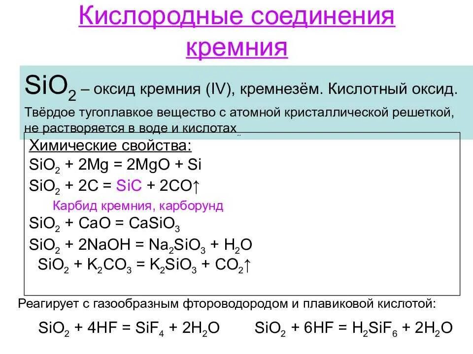 Соединения кремния оксид тип. Соединения кремния оксид тип