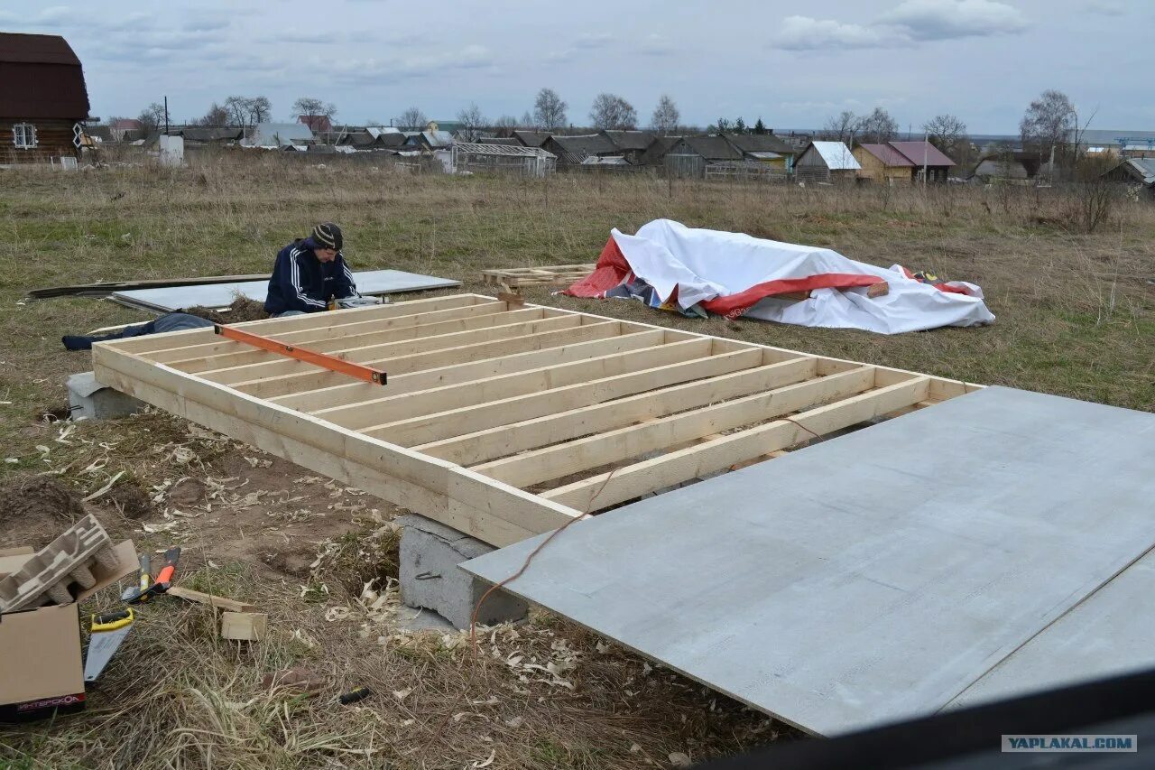 Каркасный пол на плите