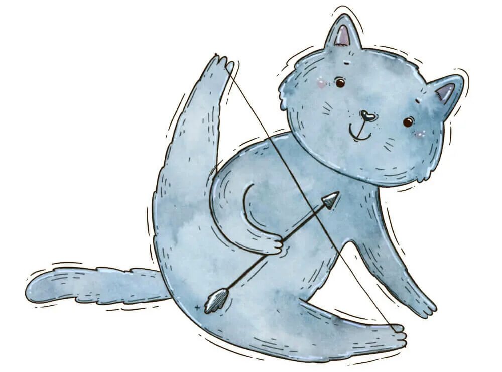Кот стрелец. Созвездие кошки. котик стрелец знак зодиака. арт кот стрелец зодиак.