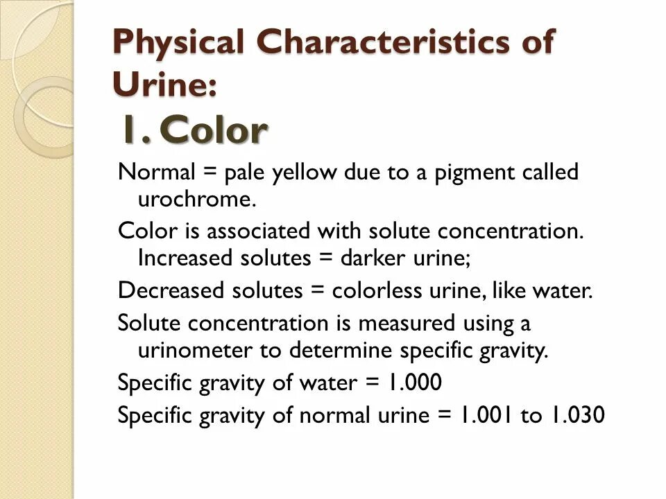 Composition of urine. Properties of normal urine. Physical characteristics: -Frequency темп.