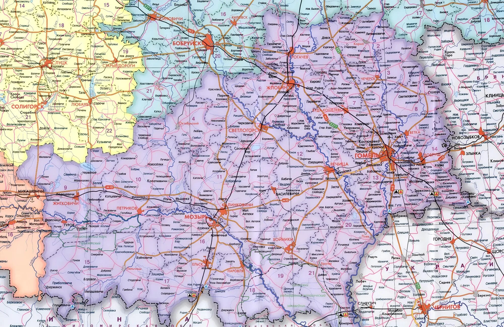 Где город гомель. Гомельская обл карта. Карта Гомельской области с районами и деревнями. Карта Белоруссии Гомельская обл. Карта Гомельской области с населенными пунктами подробная с городами.