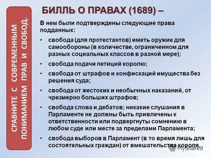 Билль о правах 1689 г англия