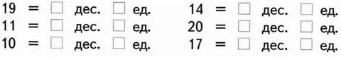 Счет десятки и единицы 1 класс карточки