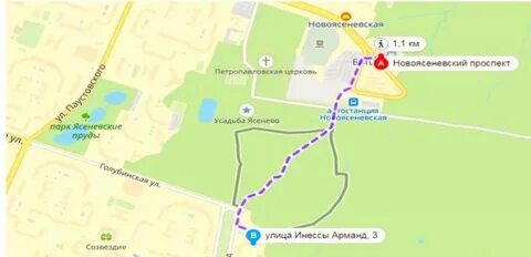 Новоясеневская на карте москвы