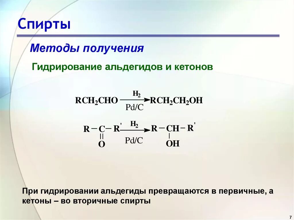 Альдегид и водород реакция