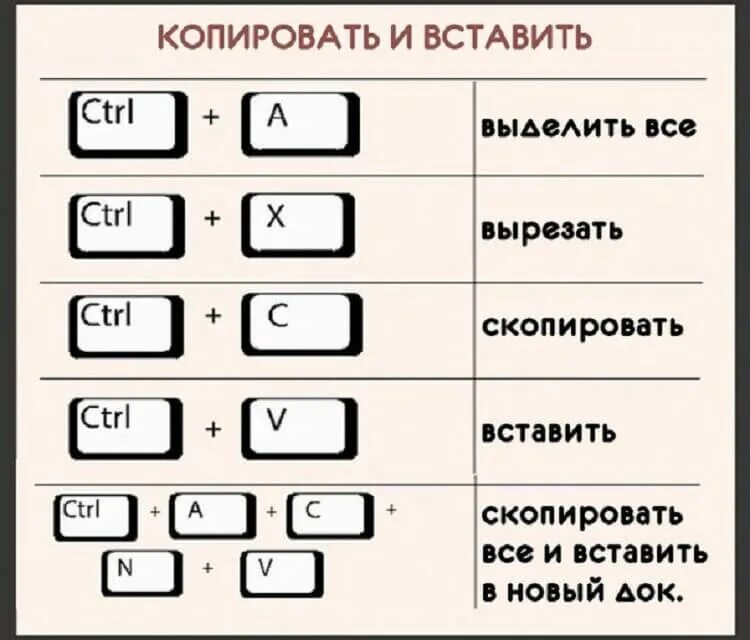 Кнопки копировать и вставить на клавиатуре