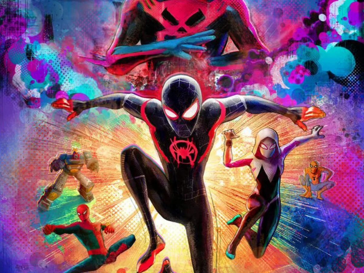 Человек паук паутина вселенных на русском языке. Spider man across the Spider Verse 2023. Spider man into the Spider-Verse 2. Майлз Моралес 2018. Spider-man: across the Spider-Verse Стервятник.