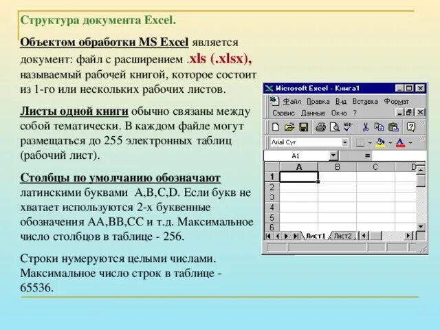 Структура документа учсудд. Структура электронных таблиц MS excel. Структура электронной таблицы excel. Основные объекты MS excel.