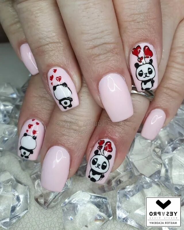 Panda nail art, Neutral nail art designs, Nail art designs