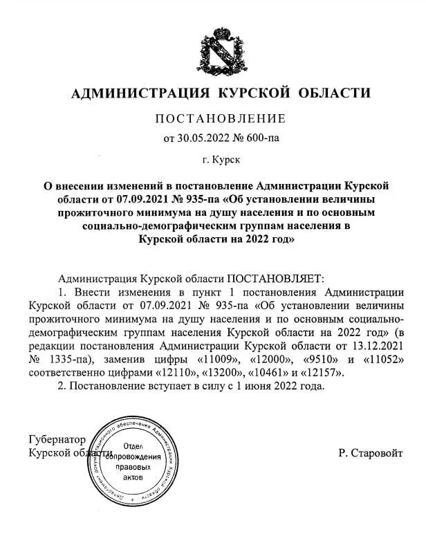 Постановление 2022. Увеличение прожиточного минимума в 2022. Прожиточный минимум с июня 2022. Прожиточный минимум в Челябинской области в 2022 с 1 июня. Распоряжение губернатора курской области