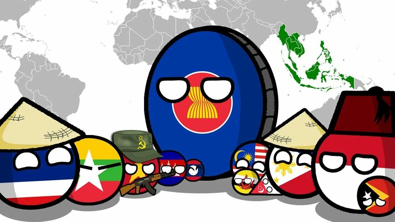 Кантриболз Вьетнам. Кантриболз Лаос. Кантриболз АСЕАН. Countryballs Сингапур.