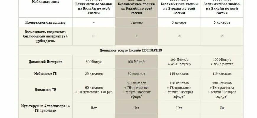 Семейный тариф билайн с безлимитным интернетом. Всё включено 6 тариф Билайн описание.