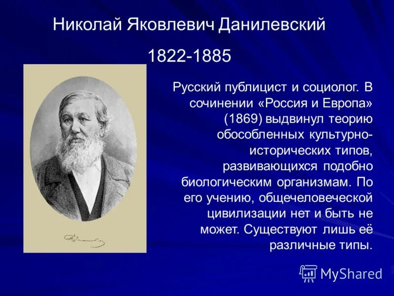 Данилевский является представителем подхода. Данилевский является представителем подхода. Данилевский. Данилевский 1822–1885 гг. Н.