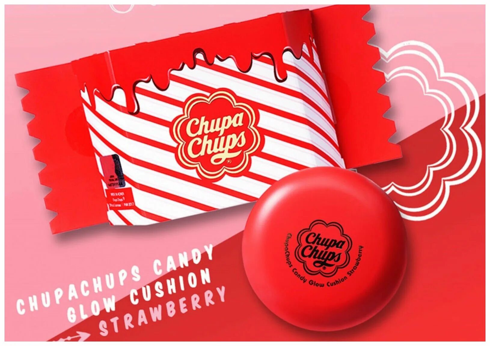 Chupa chups тональная основа-кушон в оттенке "1.0 Ivory" 14 г. Корея. Кушон chupa chups Candy Glow Cushion Strawberry. Тональное средство-кушон для лица chupa chups Candy Glow Cushion Strawberry. Тональная основа-кушон chupa chups Candy Glow Cushion Strawberry, 14 г.