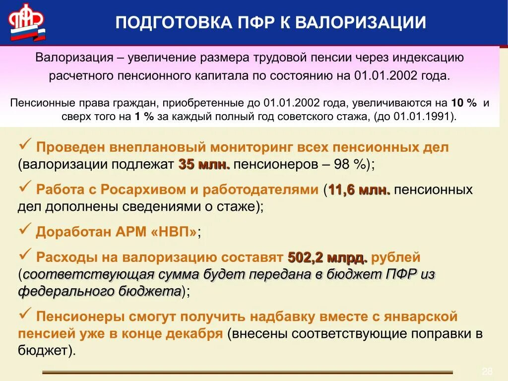 Валоризация пенсии. Валоризация расчетного пенсионного капитала. Коэффициент валоризации пенсии. Сумма валоризации пенсии.