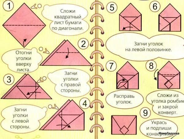 Сделать письмо из бумаги своими руками. Схема складывания конверта. Схема конверта из бумаги. Как сделать письмо из бумаги. Конверт оригами.