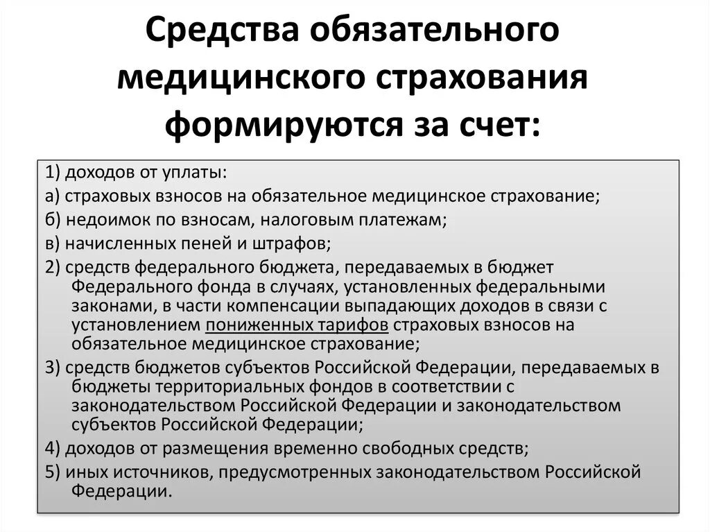 Фонд средств ОМС формируется за счет:. Средства обязательного медицинского страхования. Обязательное медицинское страхование осуществляется за счет. Источники обязательного медицинского страхования.