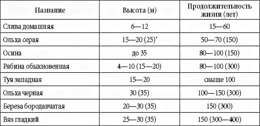 Продолжительности жизни деревьев 1 класс окружающий мир