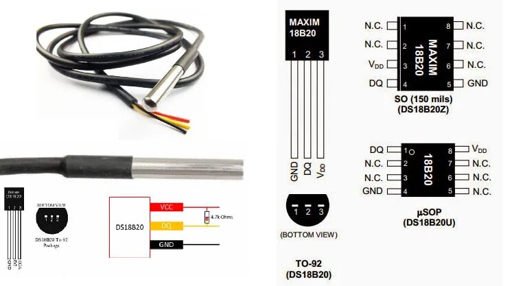 Подключение датчика температуры ds18b20