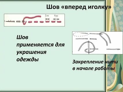 Шов вперед иголку