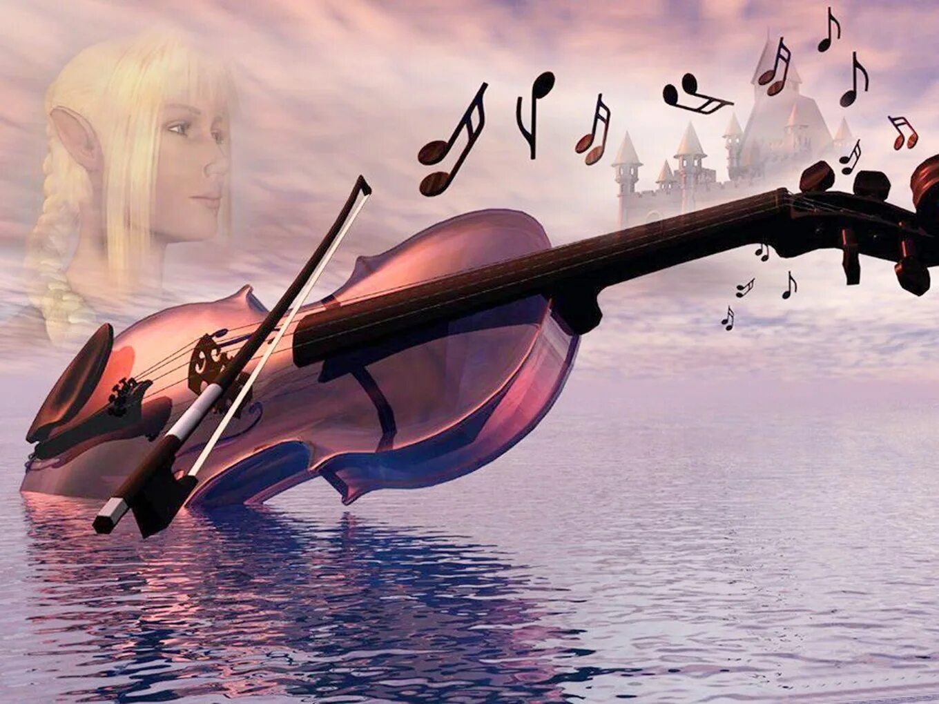 Скрипка. Скрипка и море. Волшебная скрипка. Скрипка и небо.