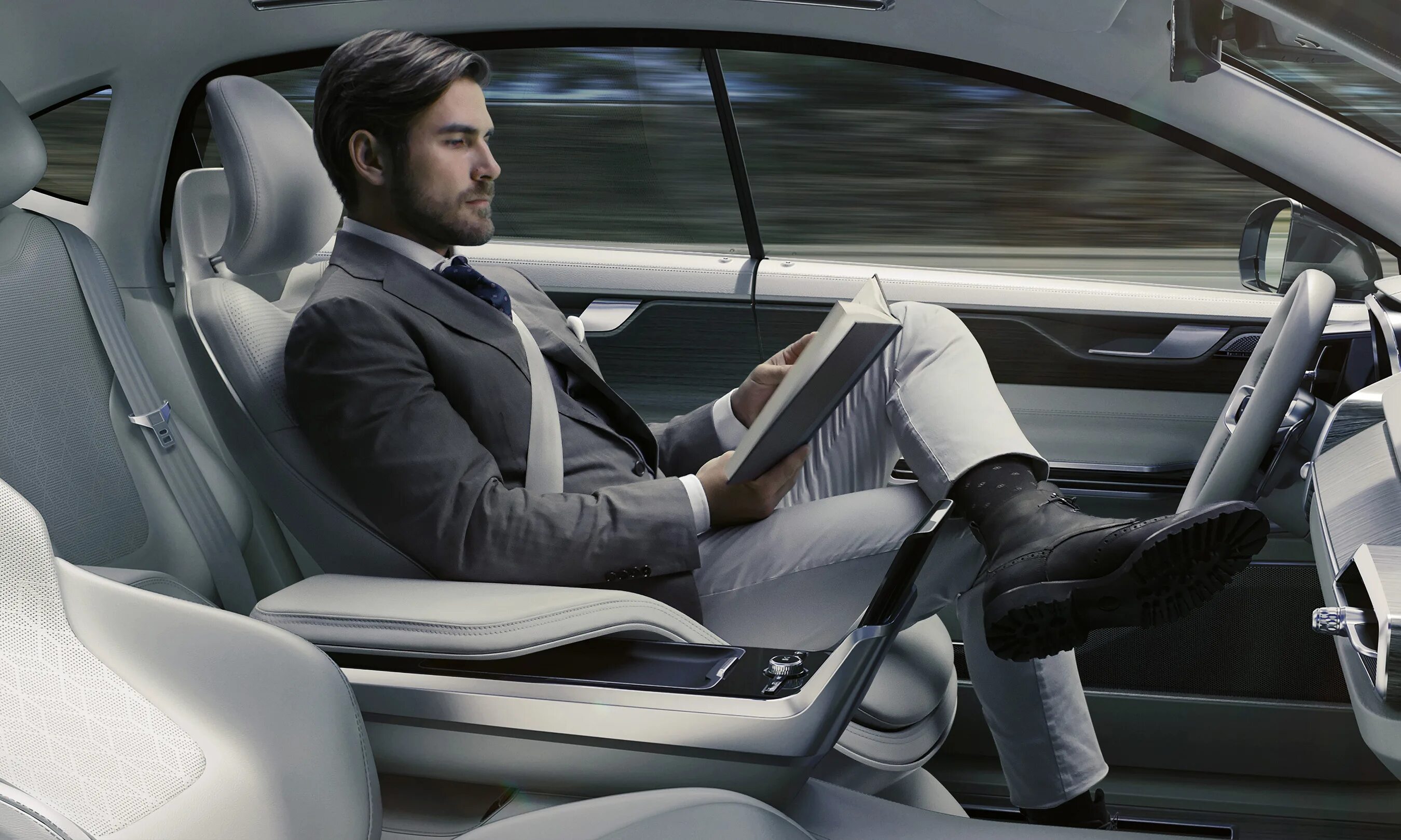 Vehicle driver. Volvo Concept 26. Автопилот в автомобиле. Успешный мужчина. Беспилотные автомобили.