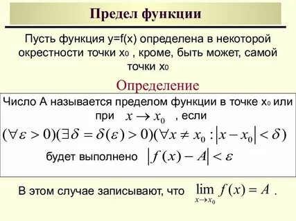 Предел числовой функции в точке