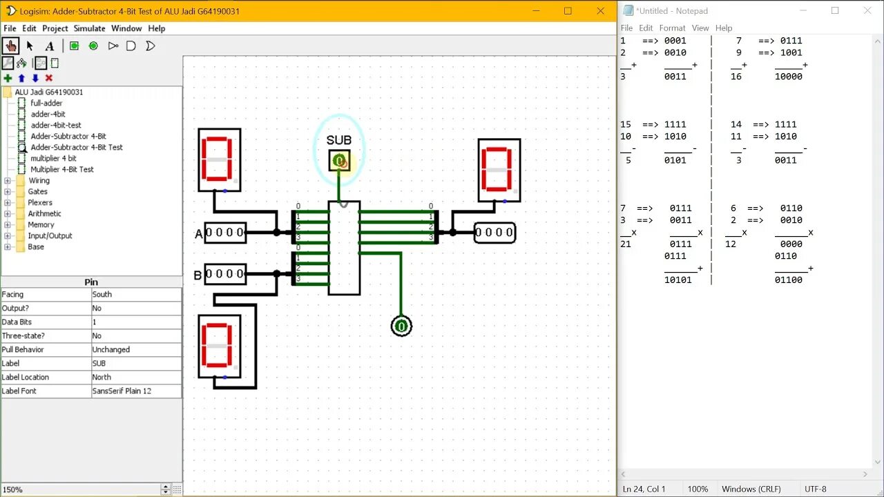 Сумматор logisim. Алу логисим. 4 bit adder and subtractor. полусумматор логисим. делитель логисим.