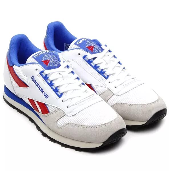 Купить кроссовки классические. Reebok Classic Leather White Blue Red. Reebok Classic White Blue. Reebok Classic Leather Red. Кроссовки Reebok Classic Red.