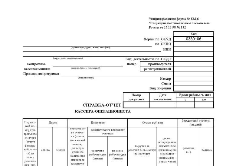 Форма заполнения документа. Справка-отчёт кассира-операциониста» (форма км-56);. кассовый отчет бланк образец заполнения. справка-отчет кассира-операциониста форма км 6. отчет кассира 0330106.