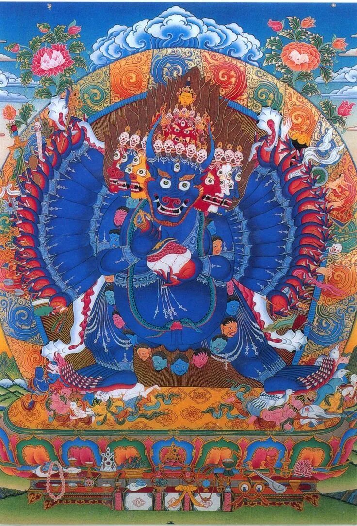 Yamantaka Vajrabhairava Heruka, 65 by 45 cm, made by Cotton Canvas, Thangka Figu