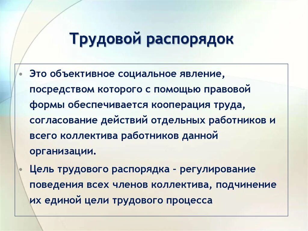 Трудовая дисциплина цели. Трудовой распорядок. Понятие трудового распорядка. Понятие внутреннего трудового распорядка. Трудовой распорядок организации.