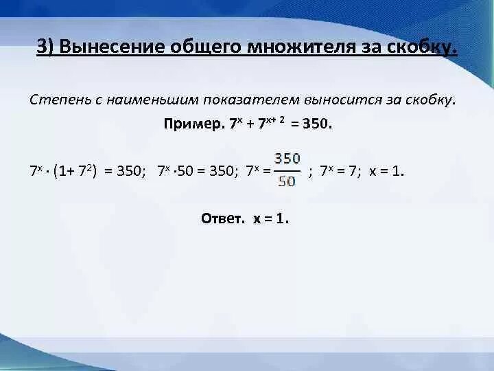 Урок вынесения общего множителя за скобки. Вынесение общего множителя за скобки примеры. Правило выноса за скобки общего множителя. Вынести множитель с отрицательным коэффициентом за скобки. Вынесение общего множителя за скобки со степенями.