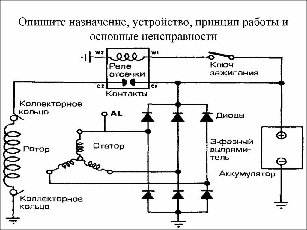 Схема генератора переменного тока автомобиля Генератор переменного напряжения на схеме 59 фото