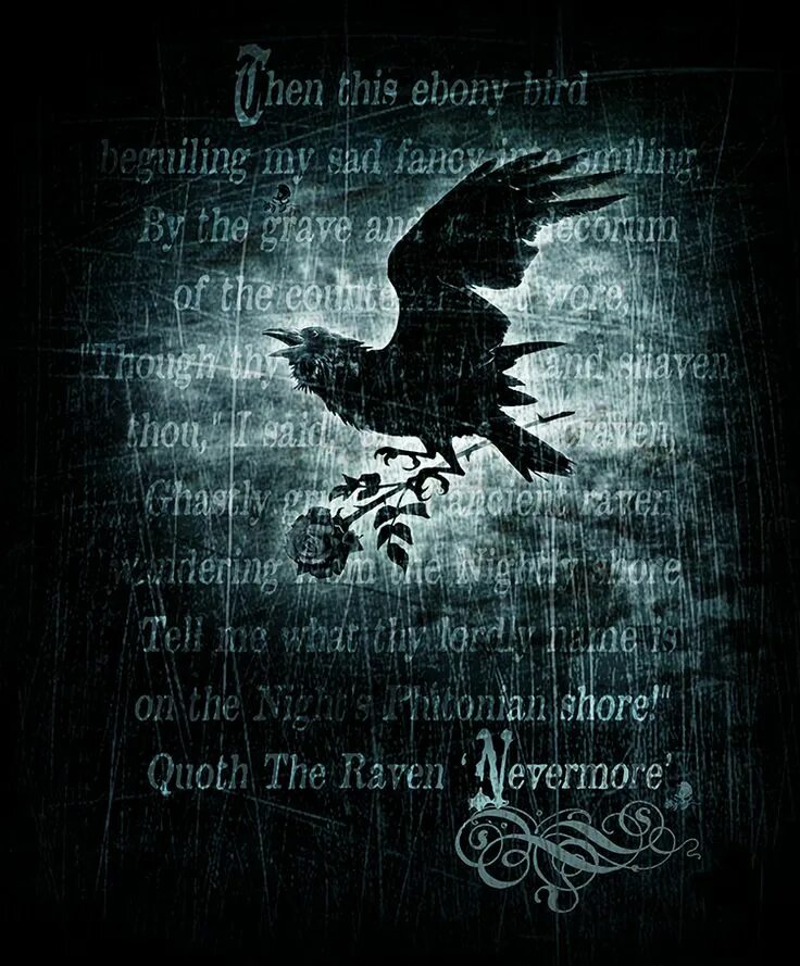 The ravens are the unique. Raven Nevermore. Quoth the Raven Nevermore. Готические открытки с днем рождения.