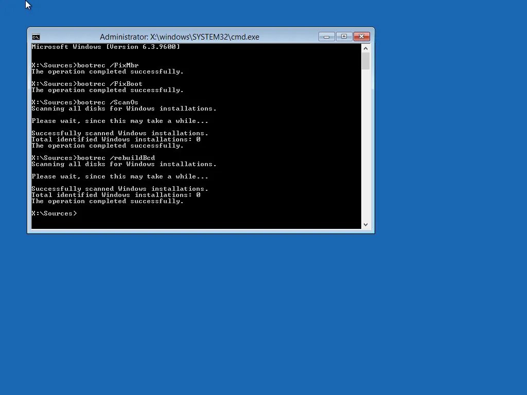 Operation successfully completed. Bootrec /Scanos. Fixmbr. Winload EFI ошибка при запуске Windows 10. Windows Error Recovery win 7.