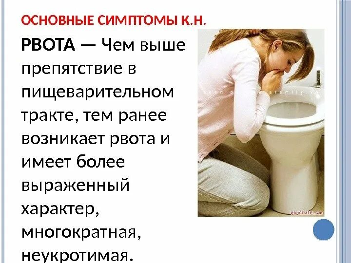 Вечером появляется тошнота. Рвота для презентации.