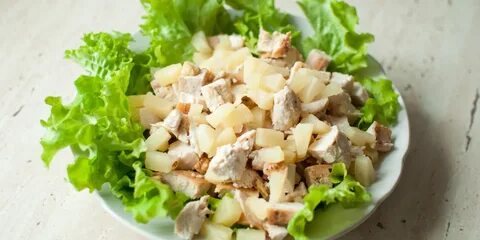 Салат ананасы сельдерей курица яблоко
