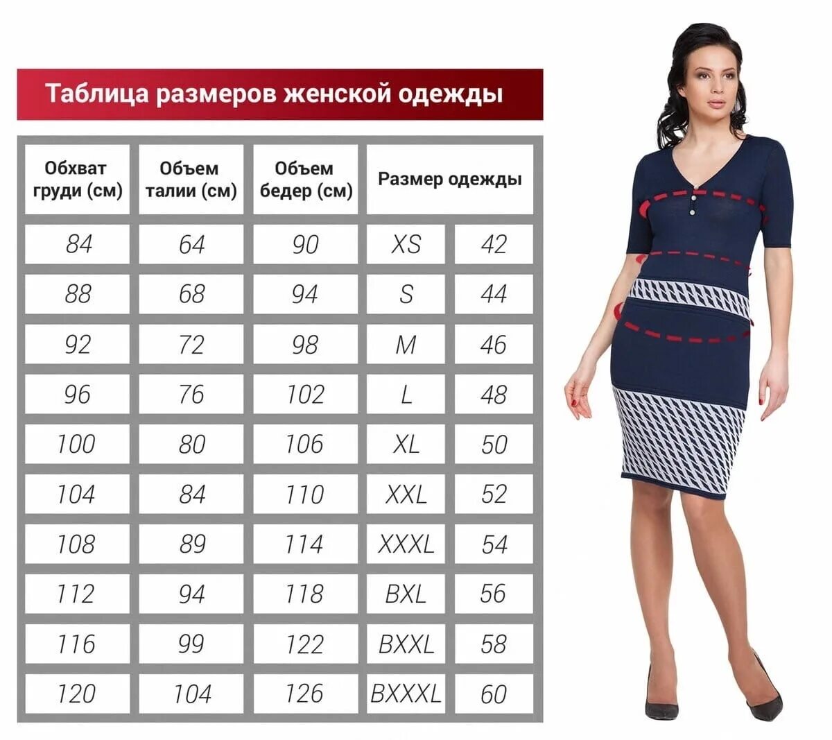 Размерная сетка 46 размера женской