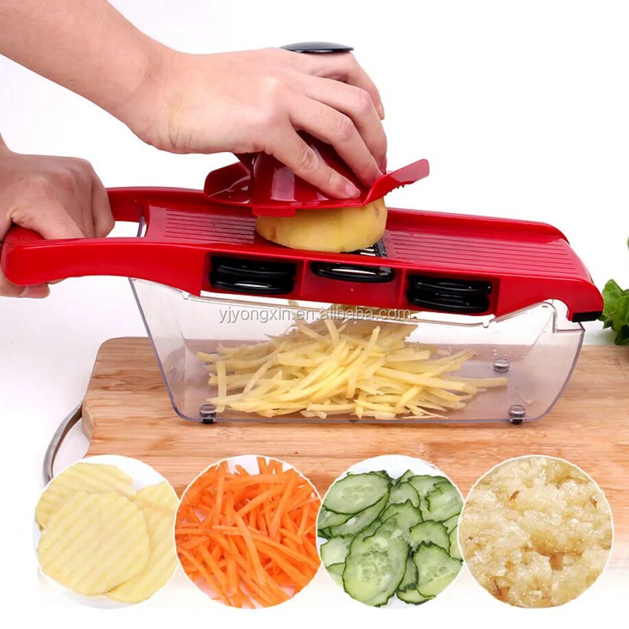 Универсальная терка-слайсер Mandoline Slicer 6 in 1. Многофункциональная овощерезка 6в1 с контейнером Vegetable Cutter. Терка Mandoline 6 in 1. Овощерезка-Овощечистка Multi Cutter&Peeler. Овощерезка для сырых овощей