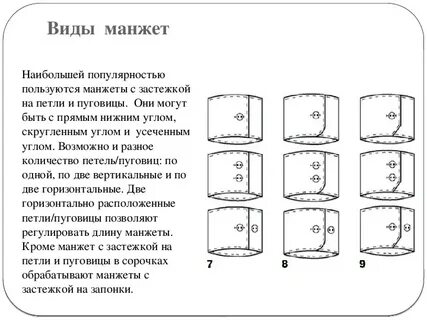 Типы манжетов