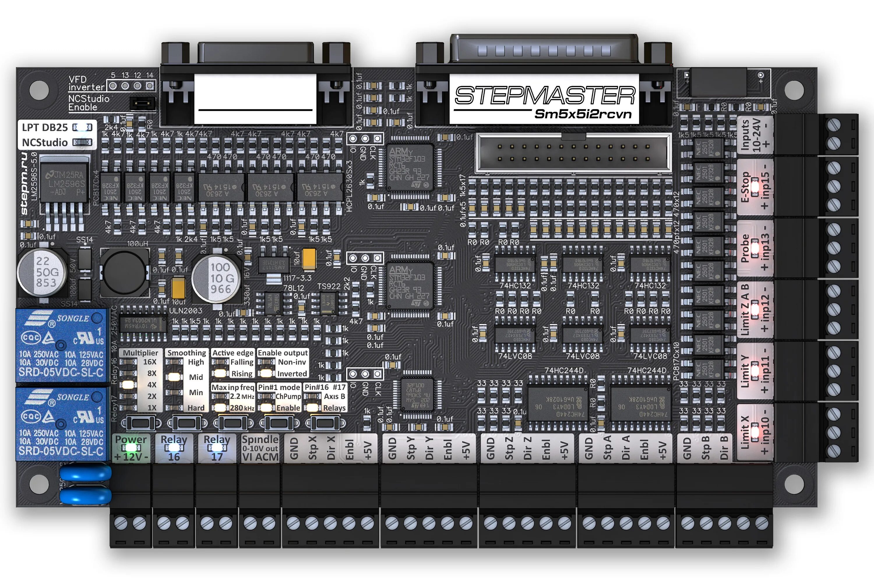 22 v 2 5 v 2 4. Контроллер STEPMASTER V2.5. Интерфейсная плата STEPMASTER V. 2.5. STEPMASTER ЧПУ контроллер. Плата управления ЧПУ mach3.