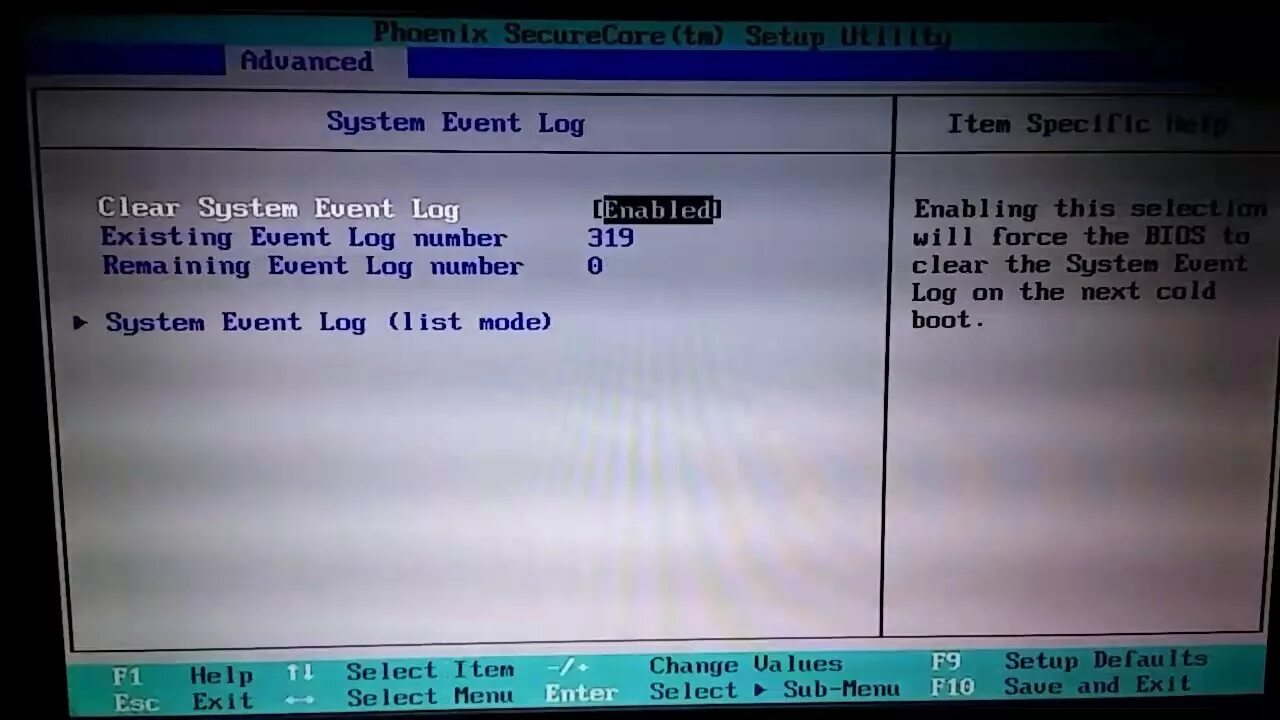 System error log